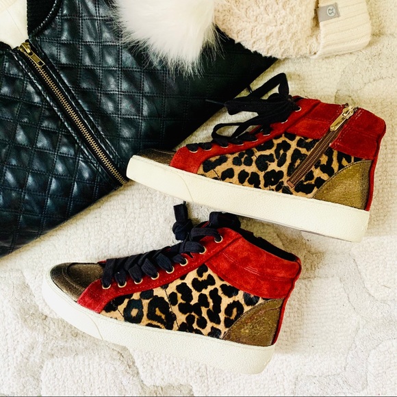 NWT Sam Edelman Britt Leopard High Top Sneaker 6.5M - Picture 2 of 6